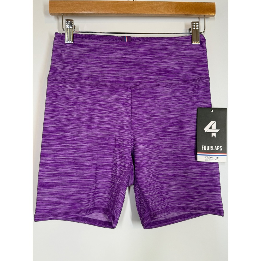 NWT Fourlaps Arc Shorts Womens Size S Purple Space Dye Athletic Bike 6" Inseam‎